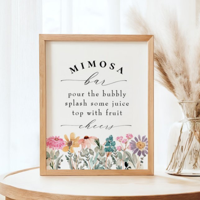 Póster Elegante Rótulo bar Mimosa con ducha de flores sil (Subido por el creador)