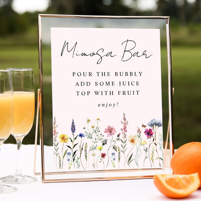 Póster Elegante Rótulo bar Mimosa con ducha de flores sil (Subido por el creador)