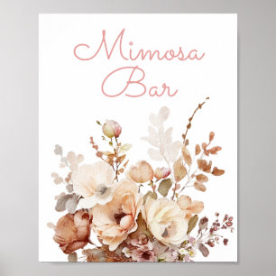 Póster Elegante Rótulo bar Mimosa con flores silvestres r