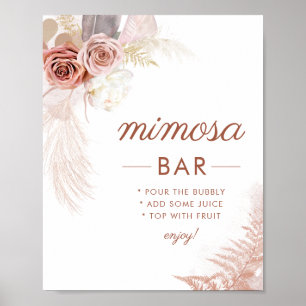 Póster Elegante Rótulo Bar Pampas Grass Mimosa