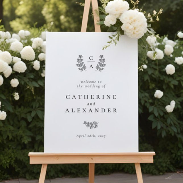 Póster Elegante Rótulo Boda botánico inicial (Subido por el creador)