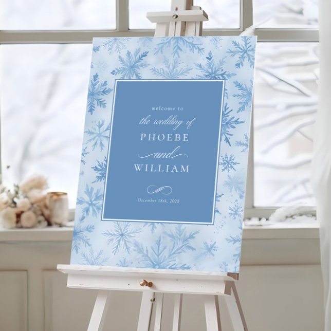 Póster Elegante Rótulo Boda de invierno con copo de nieve (Subido por el creador)
