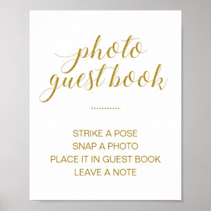 Póster Elegante Rótulo Boda de libros de oro para invitad