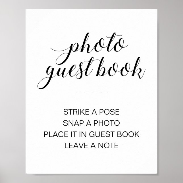 Póster Elegante Rótulo Boda de libros para invitados (Frente)