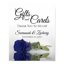 Elegante Rótulo Boda de Regalos y Tarjetas Azul de