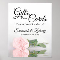 Elegante Rótulo Boda de Regalos y Tarjetas Rosa Ro