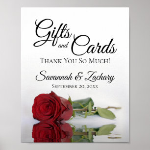 Póster Elegante Rótulo Boda de Regalos y Tarjetas Rosa Ro