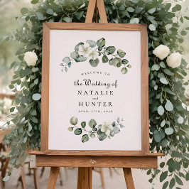 Póster Elegante Rótulo Boda Eucalyptus Leaf Arch Greenery