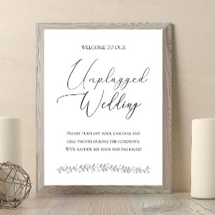 Póster Elegante Rótulo Boda sin enchufes