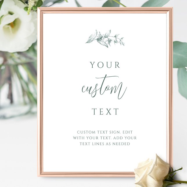 Póster Elegante Rótulo Boda verde con texto Personalizado (Subido por el creador)
