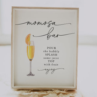 Póster Elegante Rótulo de Baby Shower Momosa Bar