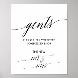 Póster Elegante Rótulo de baño con caligrafía negra de Ge