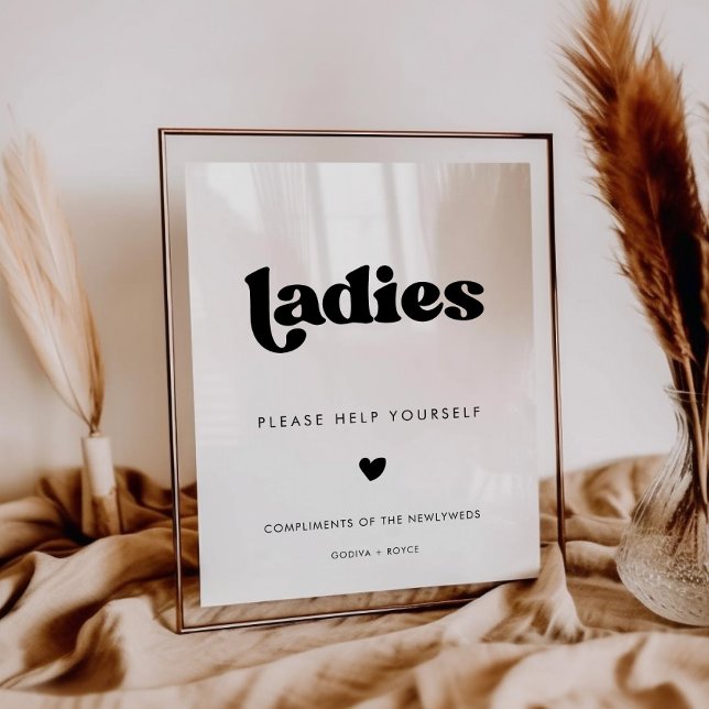 Póster Elegante Rótulo de baño Retro Black & White Ladies (Subido por el creador)