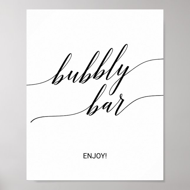 Póster Elegante Rótulo de bar con burbujas de caligrafía  (Frente)