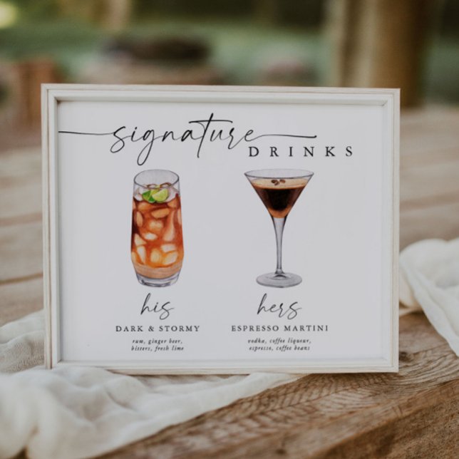 Póster Elegante Rótulo de bar de Rótulo con bebidas Boda (Subido por el creador)