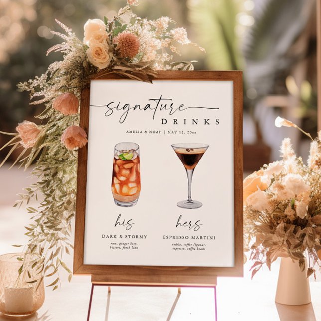 Póster Elegante Rótulo de bar de Rótulo con bebidas Boda (Subido por el creador)