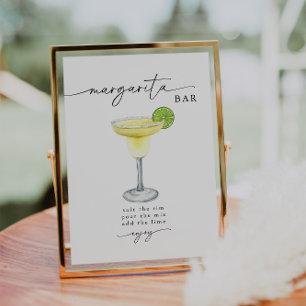 Póster Elegante Rótulo de Bar Margarita Sencillo