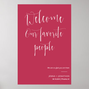 Póster Elegante Rótulo de bienvenida Viva Magenta Boda Ce