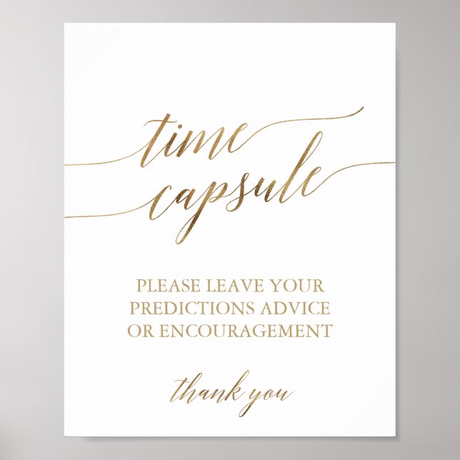 Póster Elegante Rótulo de cápsula de tiempo de caligrafía (Frente)
