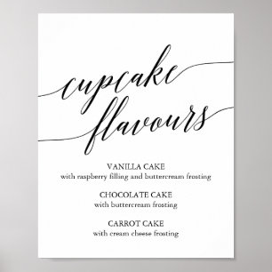 Póster Elegante Rótulo de Cupcake de caligrafía negra Fla