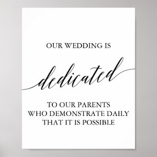 Póster Elegante Rótulo de Dedicación Boda de caligrafía n
