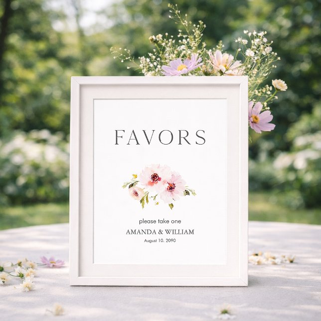 Póster Elegante Rótulo de Favor de Boda Floral (Subido por el creador)