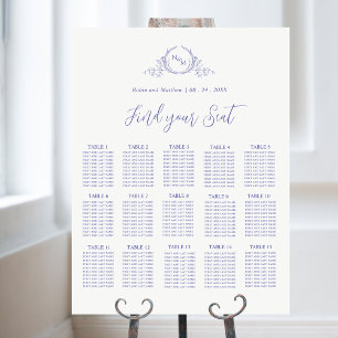 Póster Elegante Rótulo de gráfico de asientos de monogram