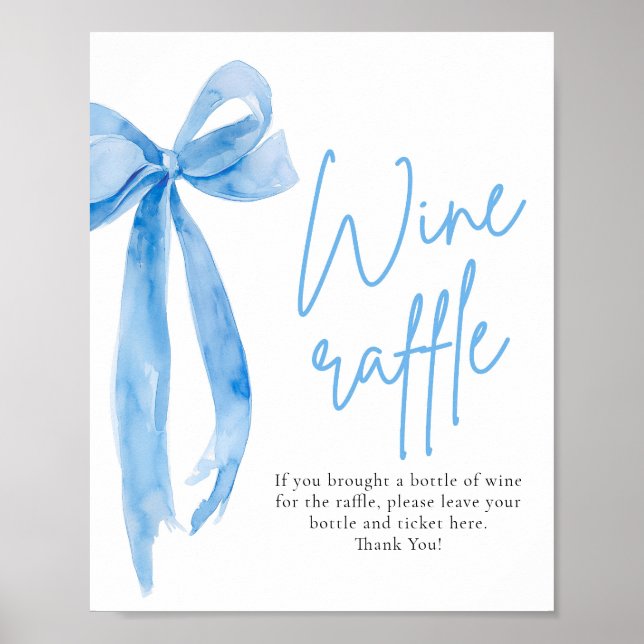 Póster Elegante Rótulo de juego de raffle de vino azul tu (Frente)