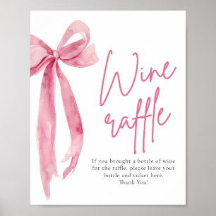 Póster Elegante Rótulo de juego de raffle de vino rosado