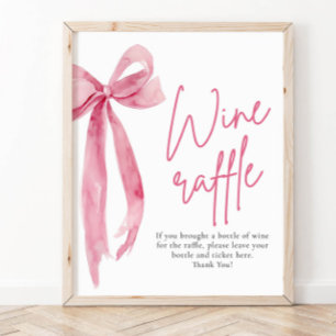 Póster Elegante Rótulo de juego de raffle de vino rosado 