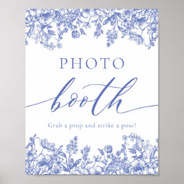Póster Elegante Rótulo de la cabina fotográfica floral az
