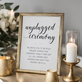 Póster Elegante Rótulo de la ceremonia Boda desenchufada