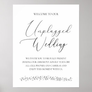 Póster Elegante Rótulo de la ceremonia Boda desenchufada