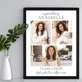 Póster Elegante Rótulo de la fiesta simple de graduación 