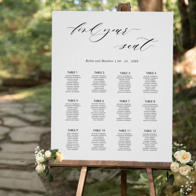 Póster Elegante Rótulo de la tabla de asientos de bodas (Subido por el creador)
