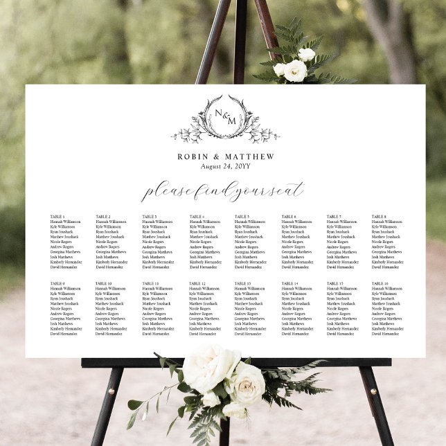Póster Elegante Rótulo de la tabla de asientos del Boda M (Subido por el creador)