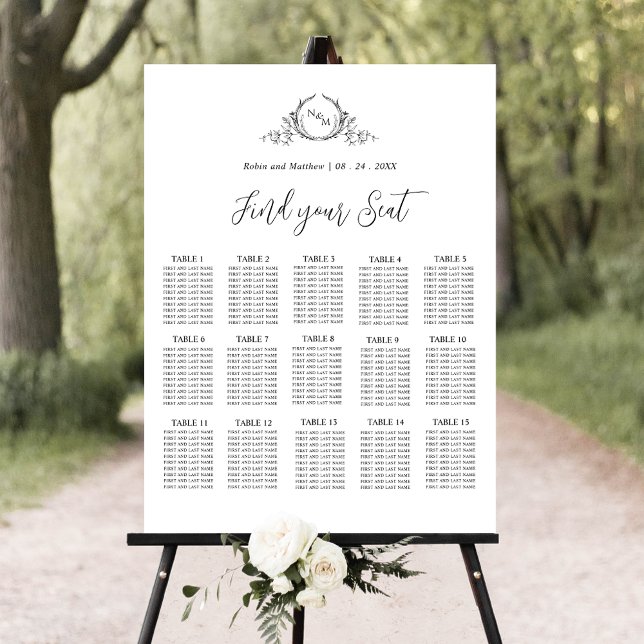 Póster Elegante Rótulo de la tabla de asientos del Boda M (Subido por el creador)