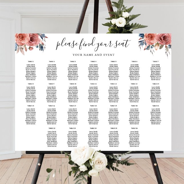 Póster Elegante Rótulo de la tabla de asientos florales r (Subido por el creador)