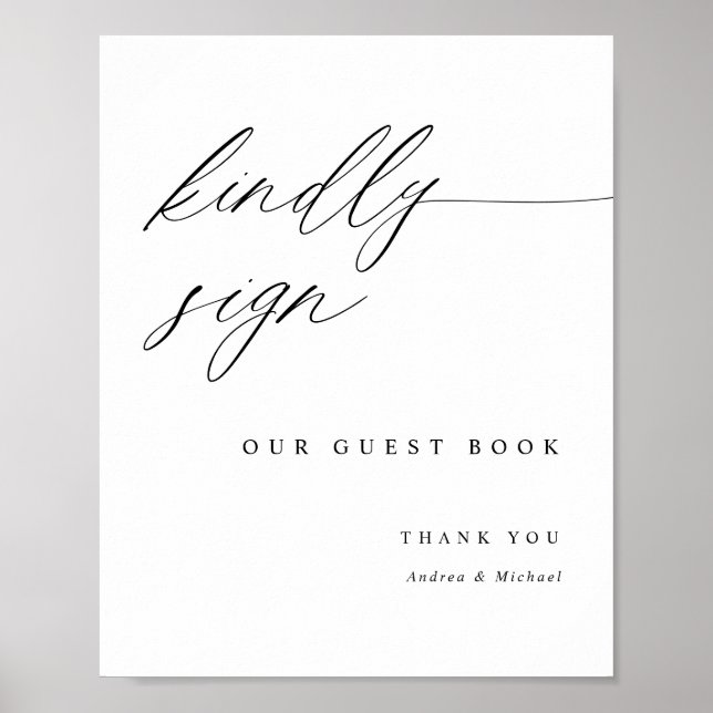 Póster Elegante Rótulo de libros de Boda de caligrafía (Frente)