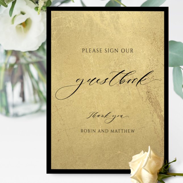 Póster Elegante Rótulo de libros de Boda negro y oro (Subido por el creador)