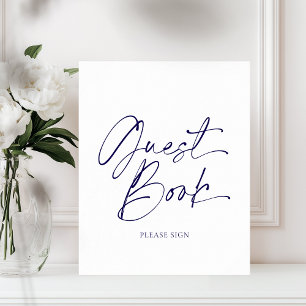 Póster Elegante Rótulo de libros de invitados en caligraf