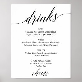 Póster Elegante Rótulo de menú de bebidas de caligrafía n