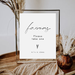 Póster Elegante Rótulo de mesa de Boda favorito Minimalis