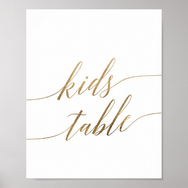 Póster Elegante Rótulo de mesa para niños con caligrafía  (Frente)