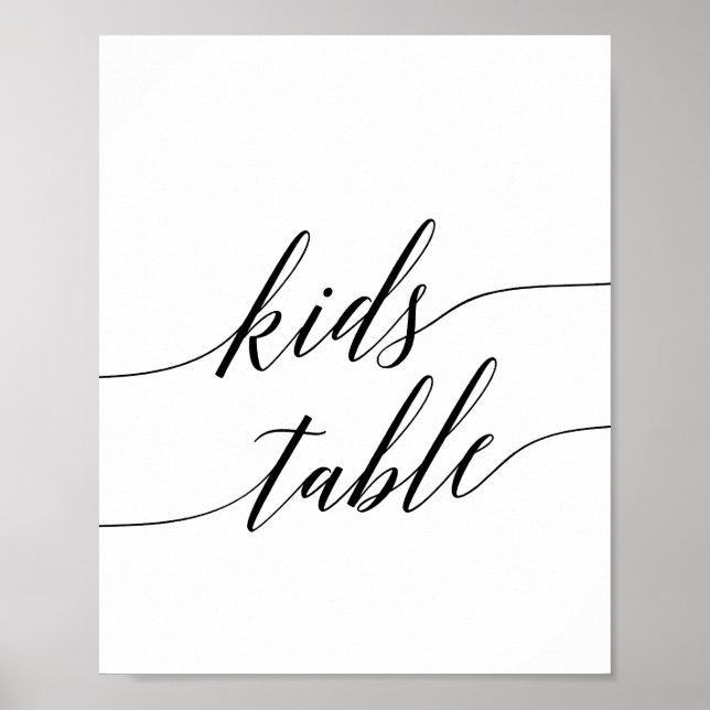 Póster Elegante Rótulo de mesa para niños de caligrafía n (Frente)