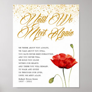 Póster Elegante Rótulo de poema funerario de flores rojas