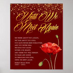 Póster Elegante Rótulo de poema funerario de flores rojas