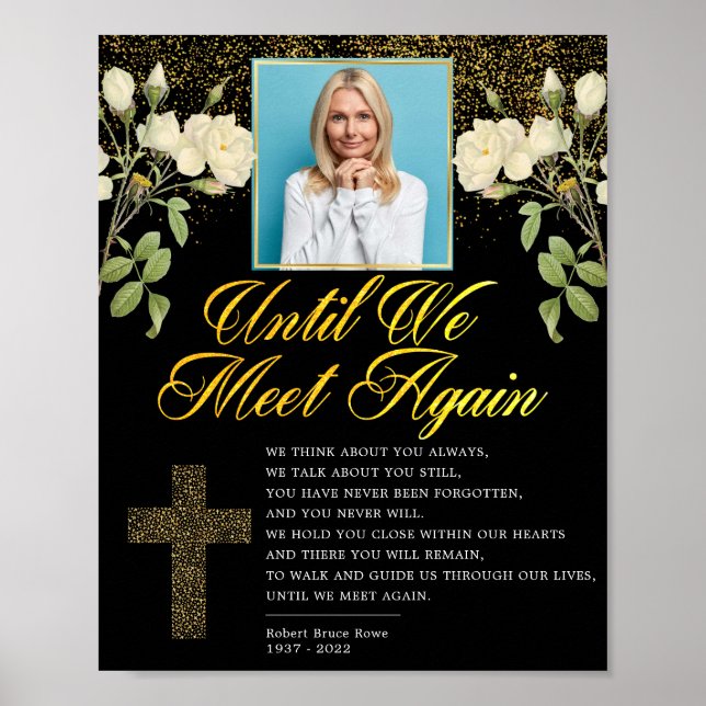 Póster Elegante Rótulo de poema funerario de foto religio (Frente)
