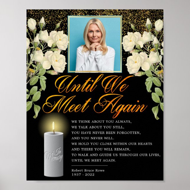 Póster Elegante Rótulo de poema funerario fotográfico con (Frente)