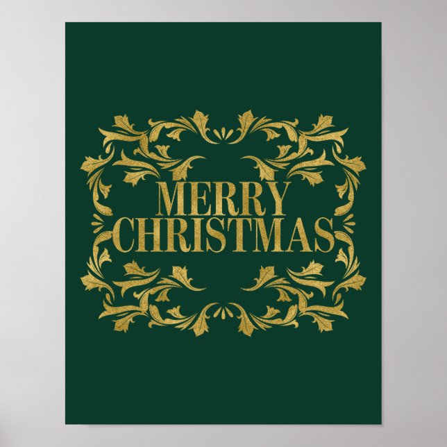 Póster Elegante Rótulo de Poster Ornate Gold Merry Christ (Frente)